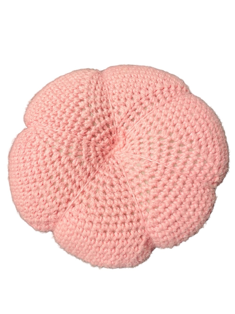 Blush Pink Crochet Flower Accent Pillow - Cozy Decorative Cushion